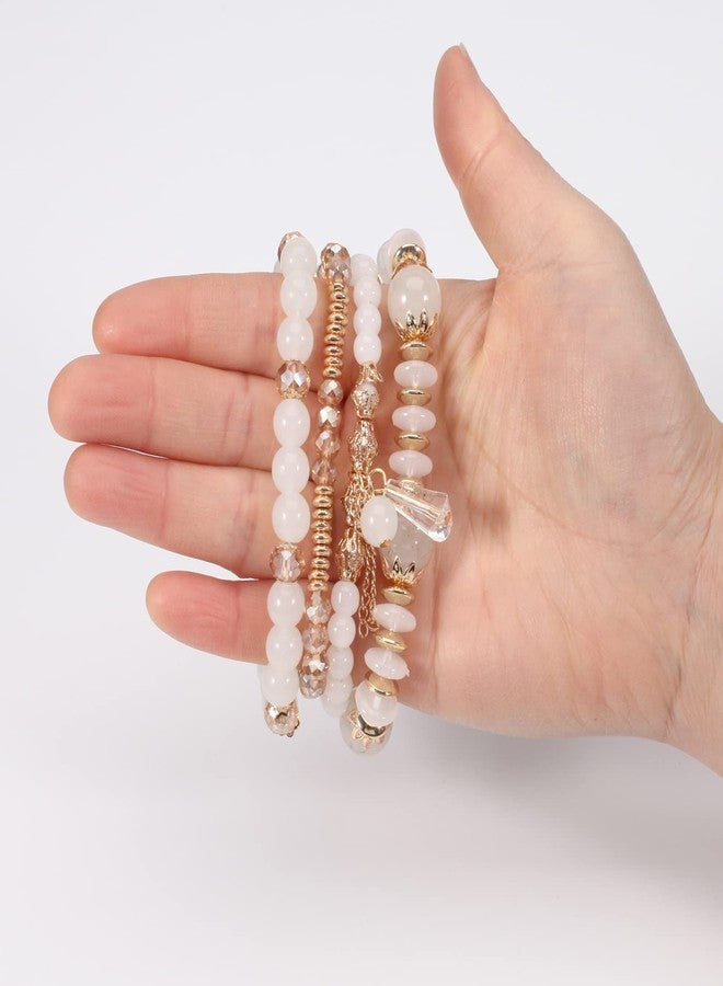 Lonext Bohemia Stackable Bracelets for Women Vintage MultiLayer Beads Bracelets Charm Stretch Beach Bangle - Image 4